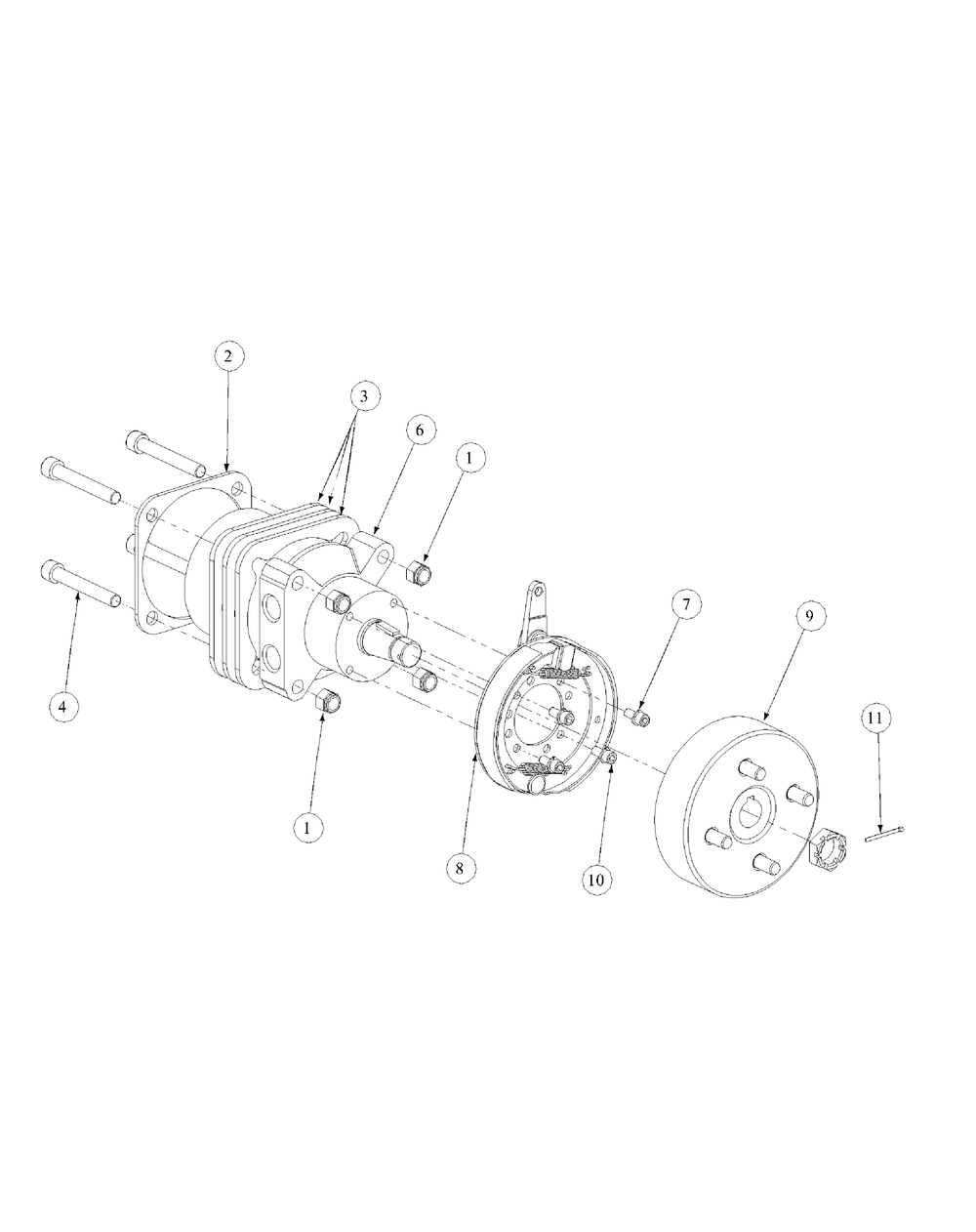 Brake Motor Mount And Hub Diagram and Parts List for M48-KW (53BB5DAV150-19-HP)(2003 1/2) Cub Cadet Lawn Tractor